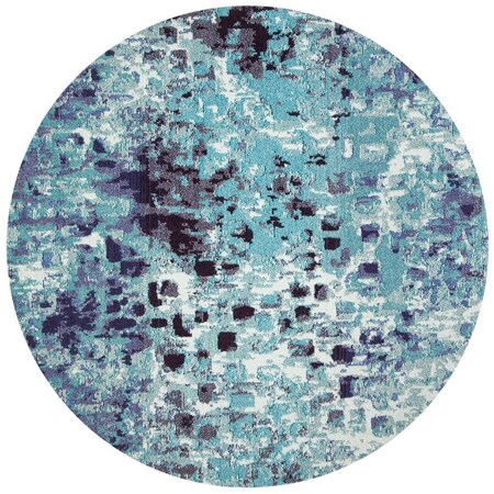 Safavieh 3 ft. x 3 ft. Madison 400 Round Coasta Rug; Turquoise & Navy MAD425J-3R